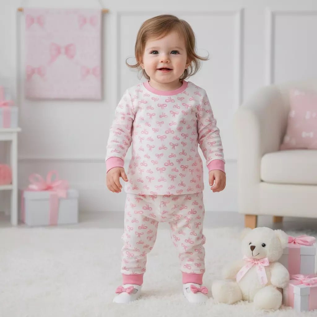 Bow Baby Girl Pajama Set- Pink