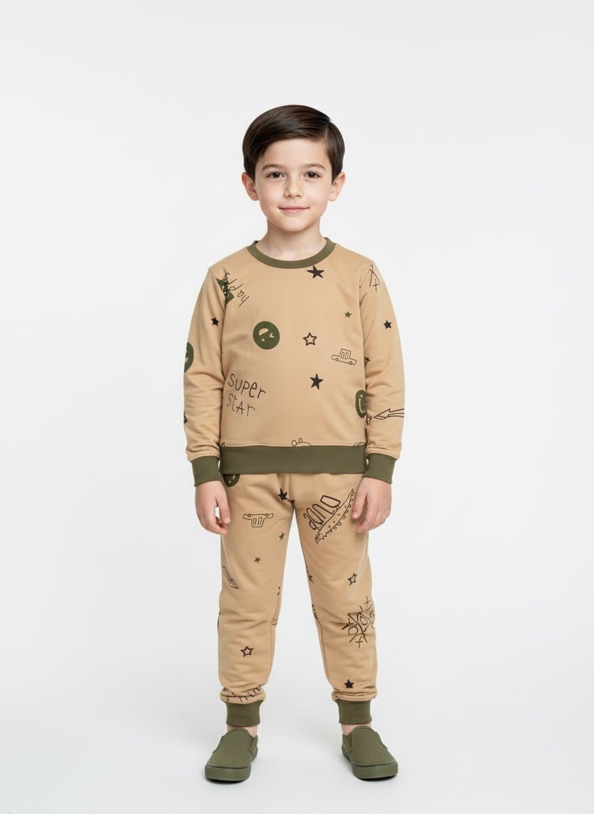 Doodle Boy Sweatshirt Set- Brown