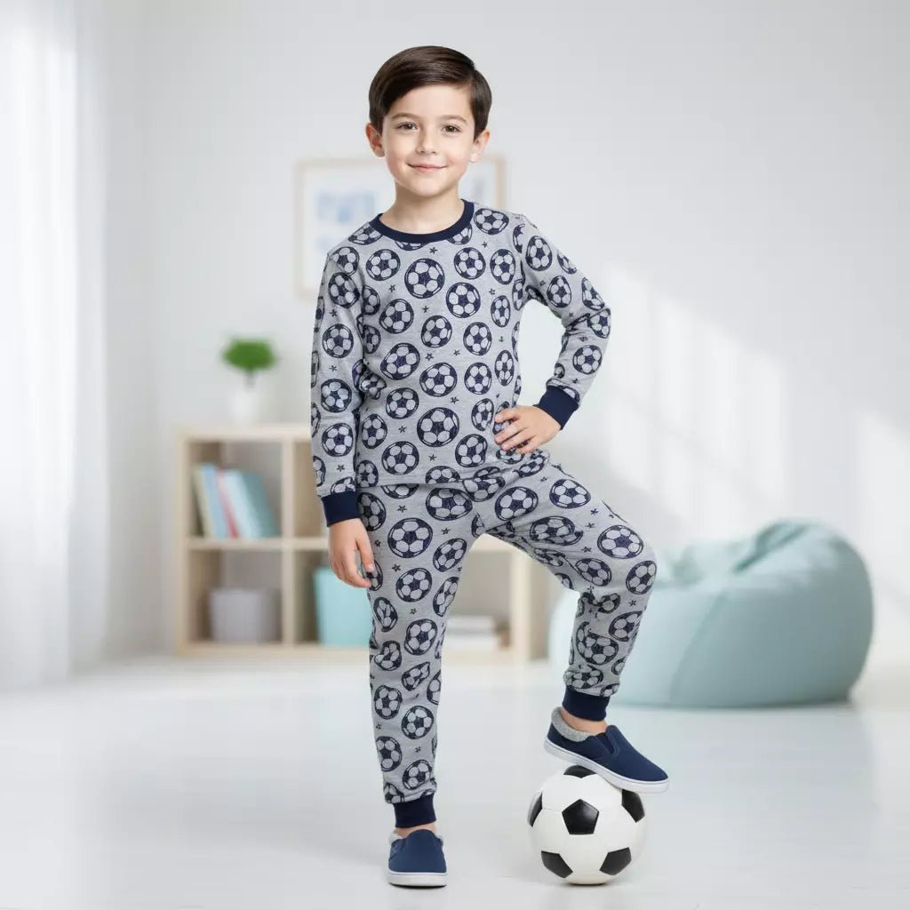 Football Boy Pajama Set- Grey