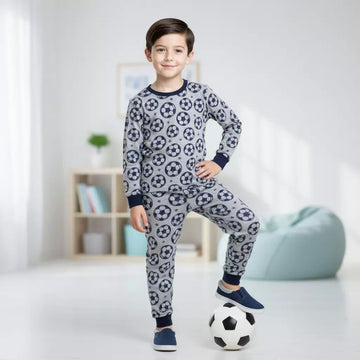 Football Boy Pajama Set- Grey