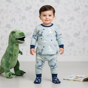 Dino Roar Baby Boy Pajama Set- Blue