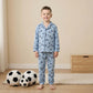 Basket Ball Button Boy Pajama Set- Blue