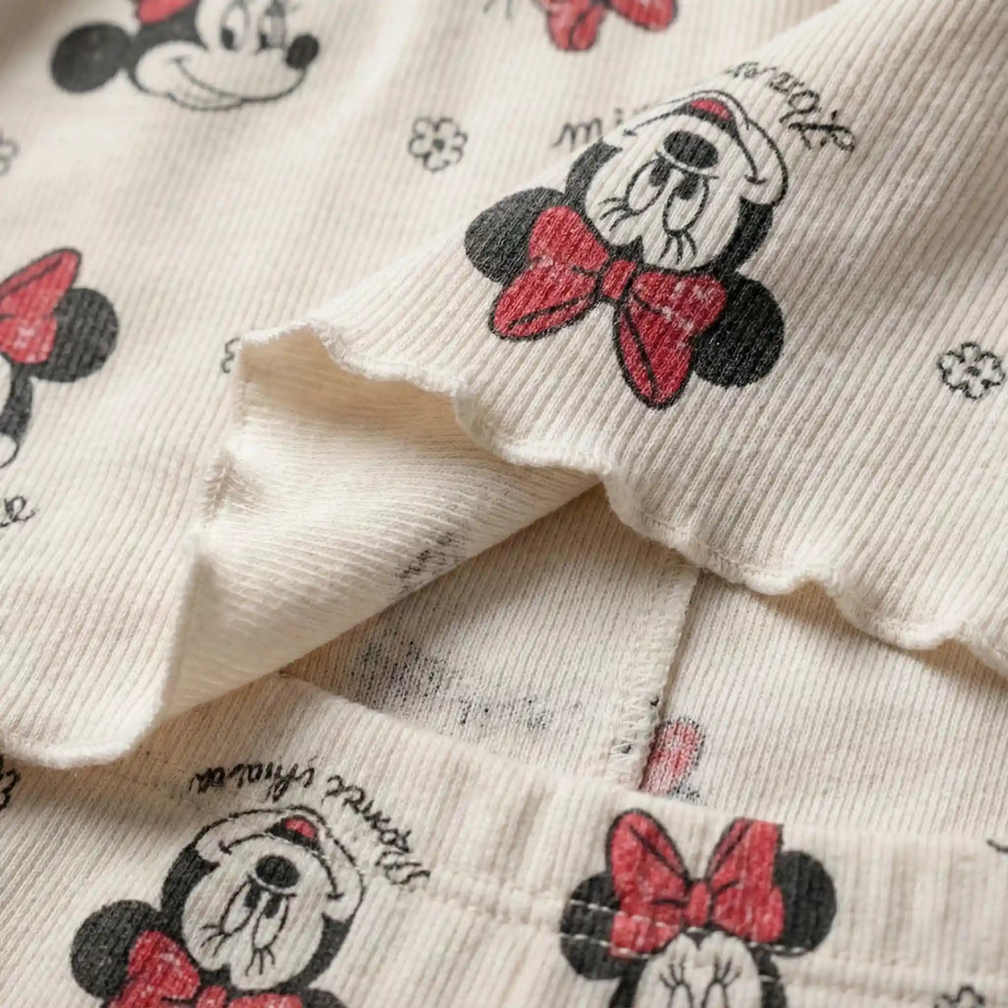 Minnie Girl Full Sleeves Pajama Set- Beige