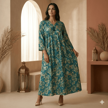 Teal Garden Lattice Women Daraa- Teal