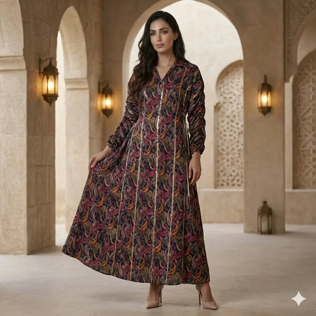 Midnight Paisley Women Daraa- Magenta Blue