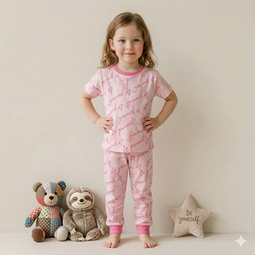 Be Yourself Girl Pajama Set-Pink