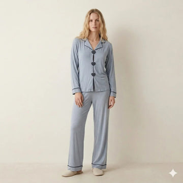 Big Heart Women Pajama Set- Sky Grey