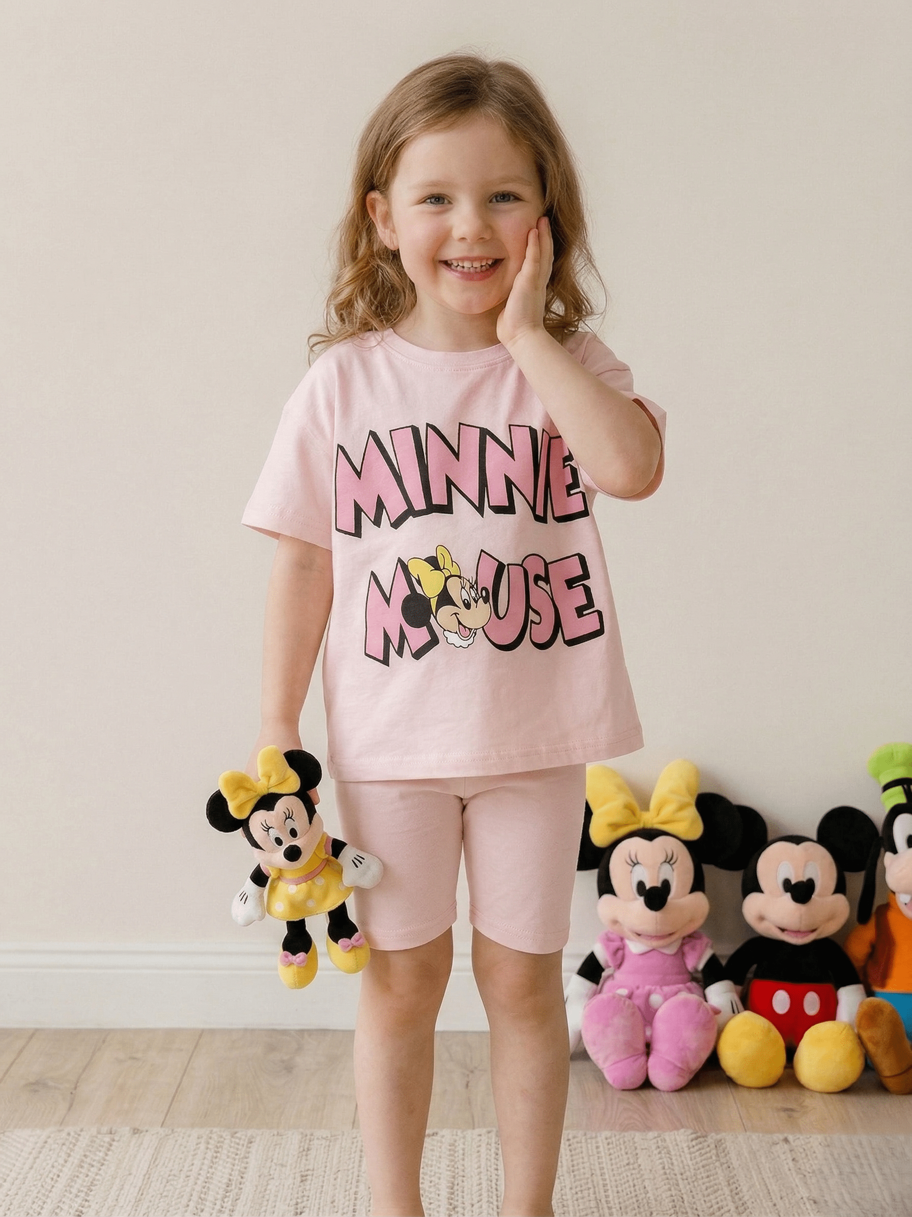 Minnie Mouse Play Time Girls Shorts Set- Light Pink