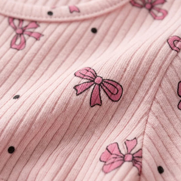 Pink Bow Girl Pajama Set- Pink