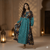 Teal Mosaic Ikat Women Daraa- Teal Blue
