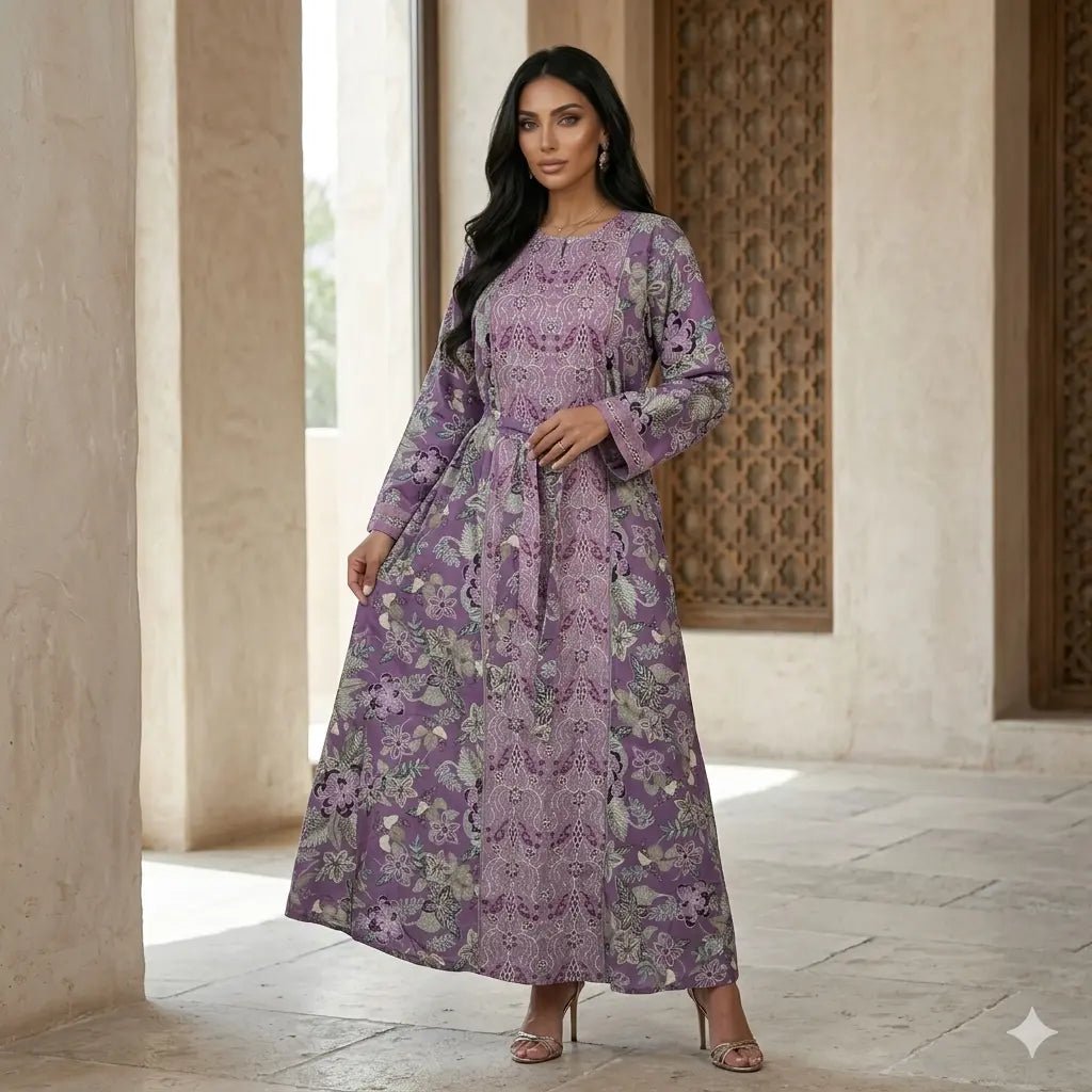 Majestic Motif Women Daraa- Deep Purple