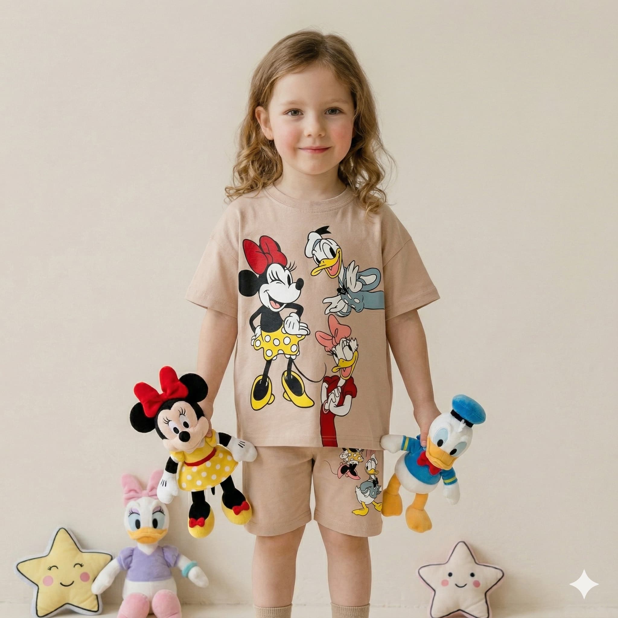 Disney Girls Minnie Mouse & Friends Shorts Set - Brown