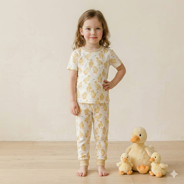 Yellow Chicks Girl Pajama Set-Yellow