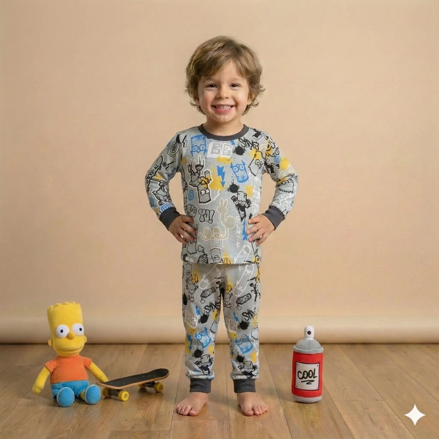 Simpson Boy Pajama Set-Grey