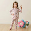 Pink Blue Flower Girl Pajama Set- Pink