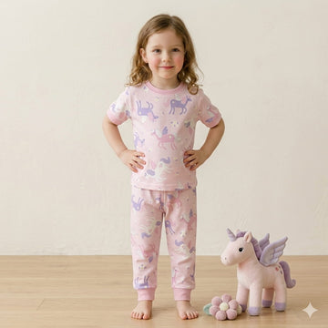 Unicorns Girl Pajama Set-Pink