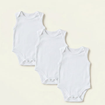 Plain 3pcs Baby Onesie- White
