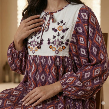 Folk-Art Embroidered Women Daraa- Purple