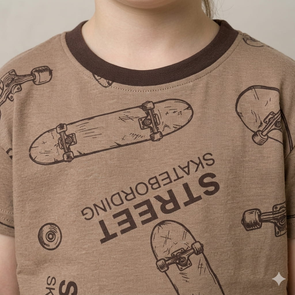 Skate Board Boy Pajama Set-Brown