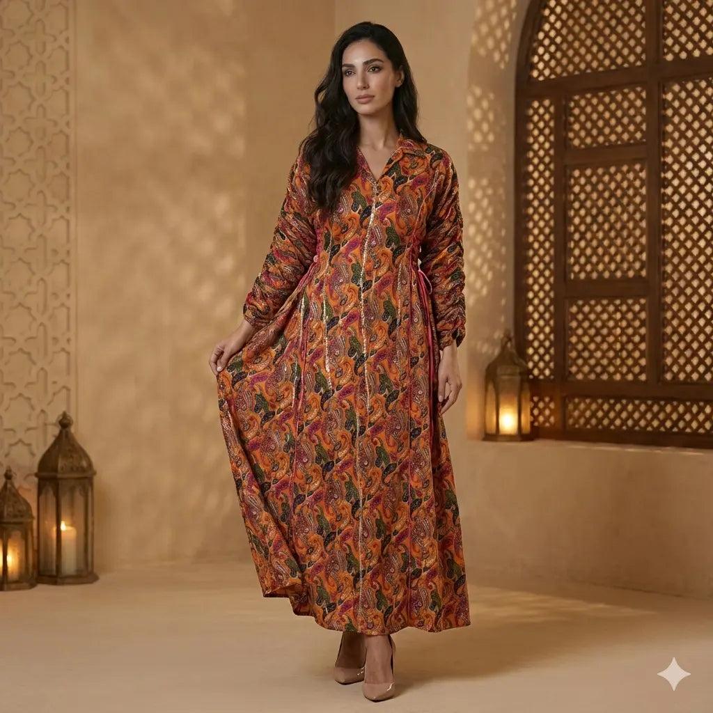 Saffron Paisley Women Daraa- Saffron Orange