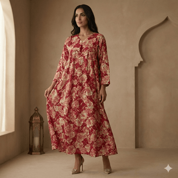 Crimson Rose Lattice Women Daraa- Red