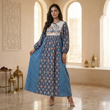 Folk-Art Embroidered Women Daraa- Blue