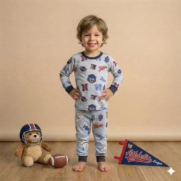 Athletic Boy Pajama Set-White