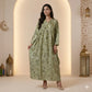 Sage Green Leaf Pattern Women Daraa- Green