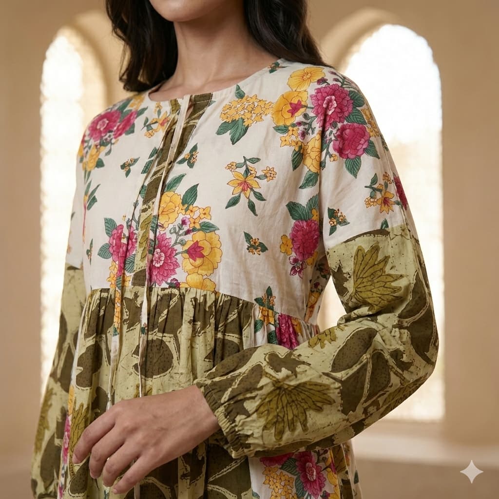 Olive Garden Floral Women Daraa- Olive Green