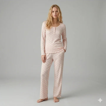 Lotus Flower Women Pajama Set- Light Pink