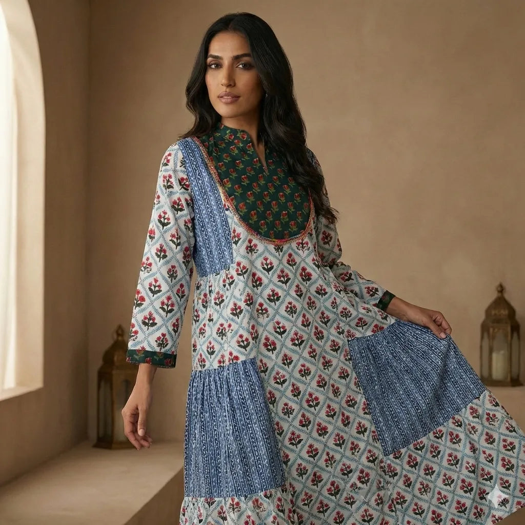 The Mixed Motif Women Daraa- Blue