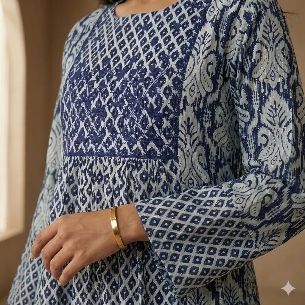 The Lattice Women Daraa- Indigo Blue