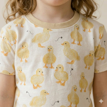 Yellow Chicks Girl Pajama Set-Yellow