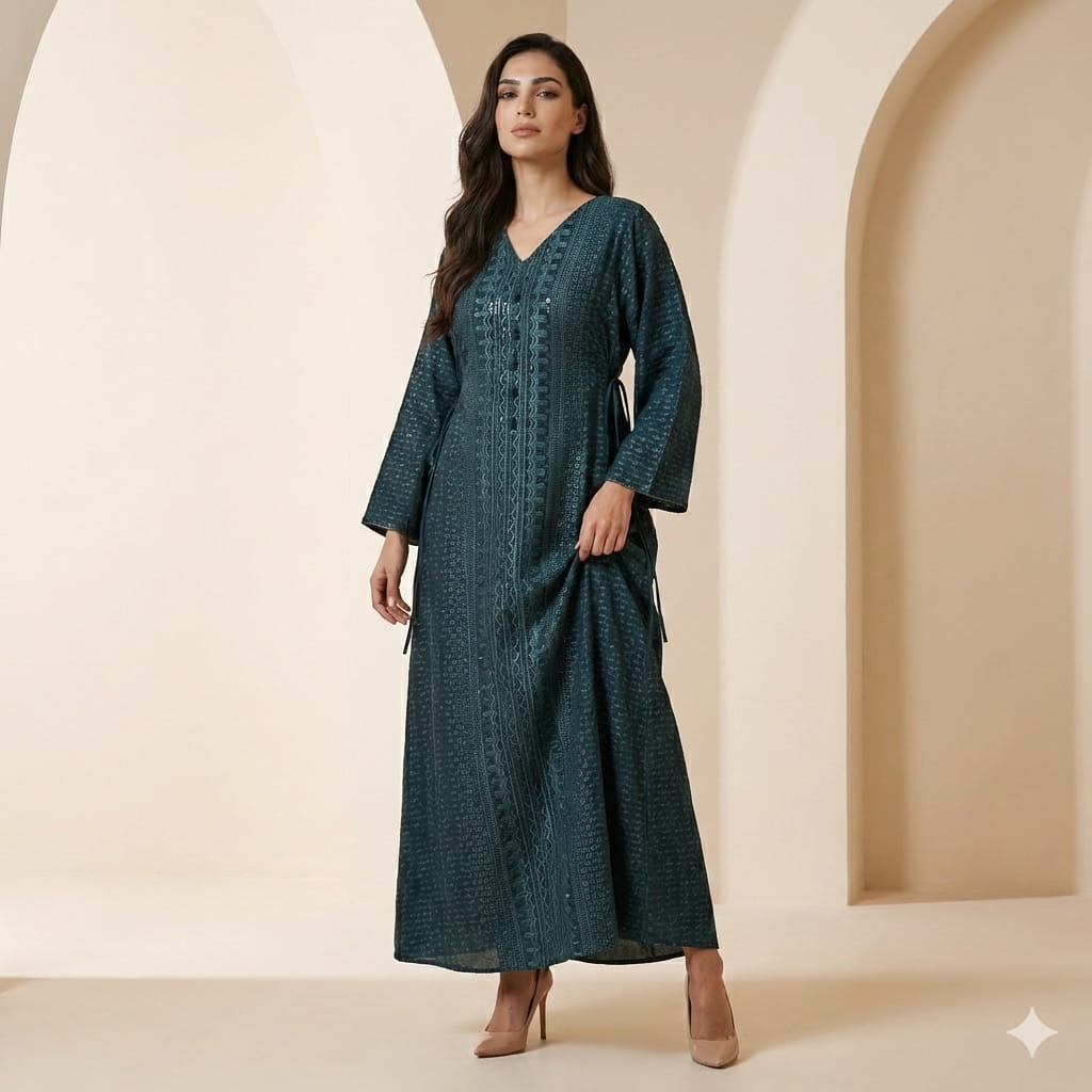 Ornate Geometric Women Daraa- Green