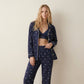 White Bow Women Pajama Set- Navy Blue