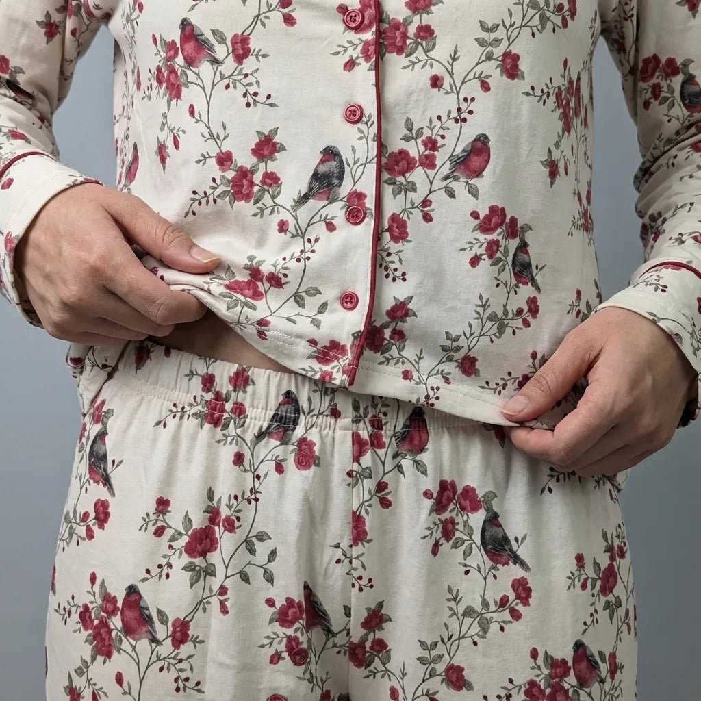 Song bird Women Pajama Set- Red