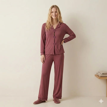 Big Heart Women Pajama Set- Maroon