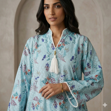 Serene Bloom Women Daraa- Sky Blue