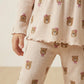 Teddy Bow Girl Pajama Set- Cream