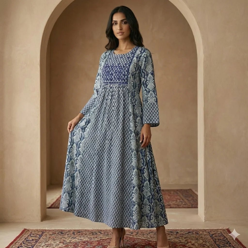 The Lattice Women Daraa- Indigo Blue