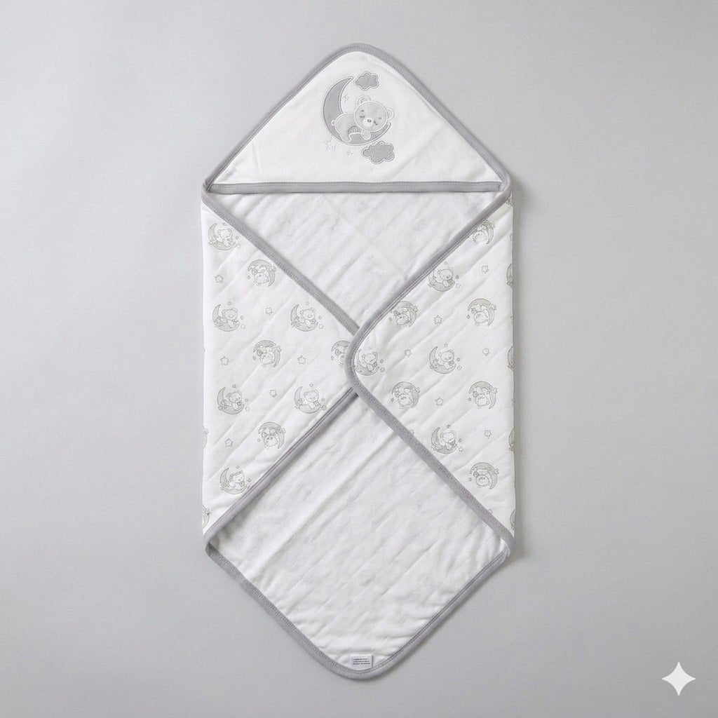 Moonlit Bear Baby Blanket - Grey