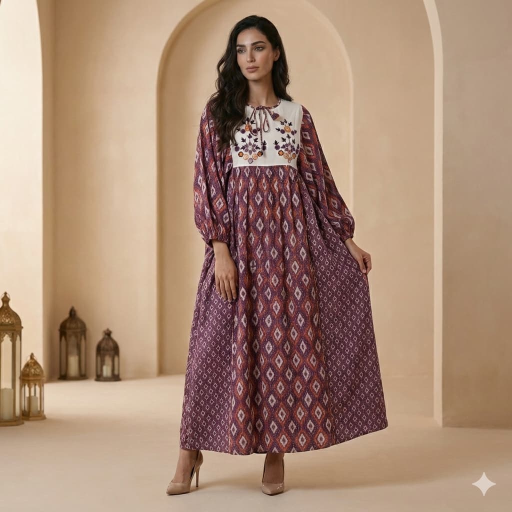 Folk-Art Embroidered Women Daraa- Purple