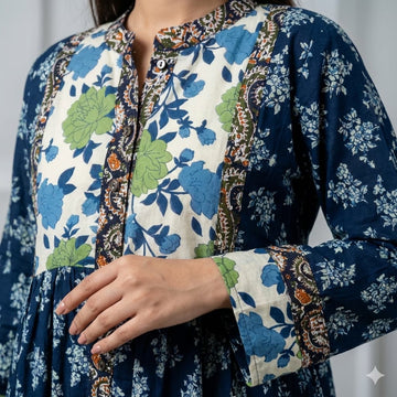 Royal Blue Rose Women Daraa-Blue