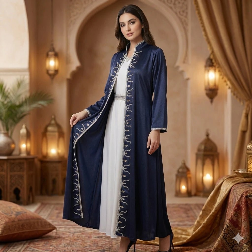 The Crystal Silk Women Daraa- Satin Blue