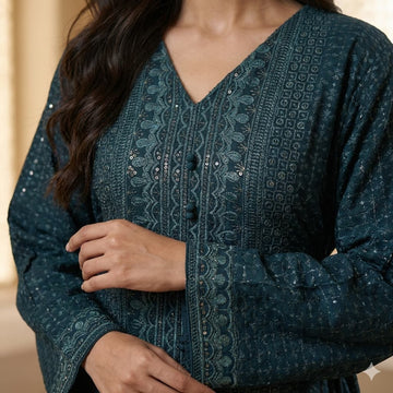 Ornate Geometric Women Daraa- Green