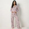 Pastel Blossom Women Pajama Set- Dark Pink