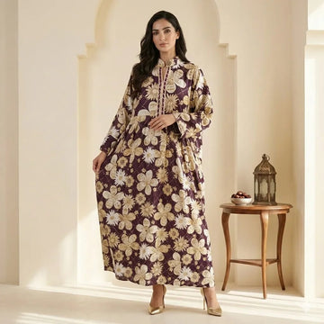 Royal Plum Floral Women Daraa- Plum Red