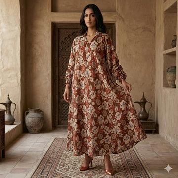 Autumnal Flora Women Daraa- Deep Copper