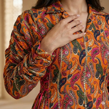 Saffron Paisley Women Daraa- Saffron Orange