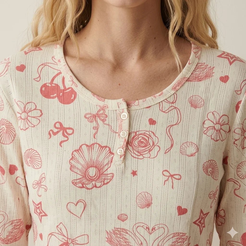 Swan Outlines Women Pajama Set- Orange